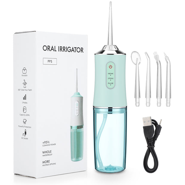 Portable USB Rechargeable Oral Irrigator – 3-Mode Water Flosser