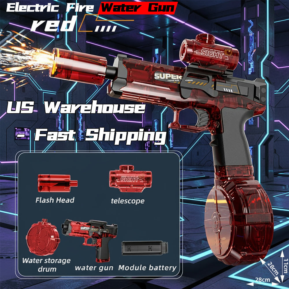 Next-Gen Rechargeable Automatic Electric Water Gun with LED Flame Effect