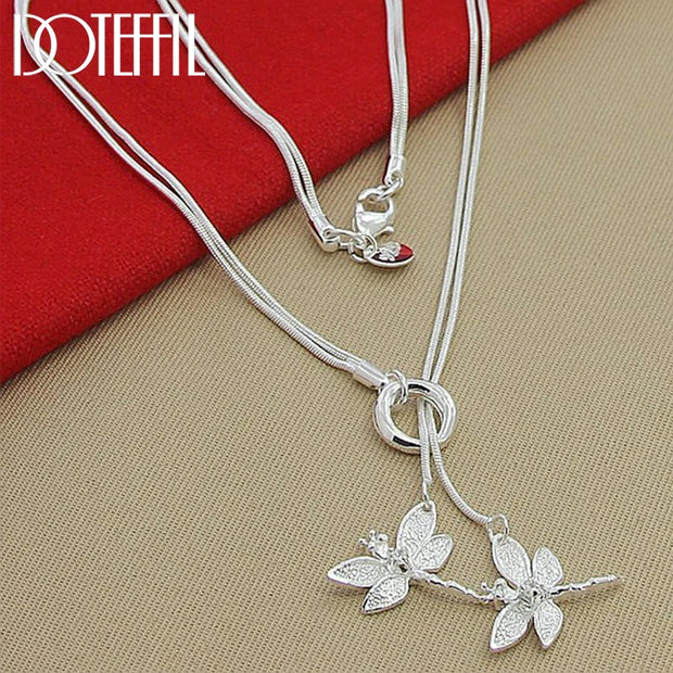DOTEFFIL 925 Sterling Silver Two Dragonfly Pendant Necklace
