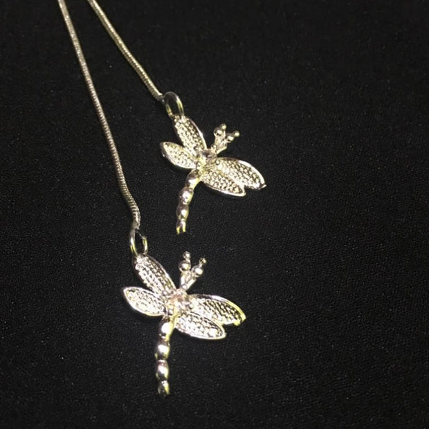 DOTEFFIL 925 Sterling Silver Two Dragonfly Pendant Necklace