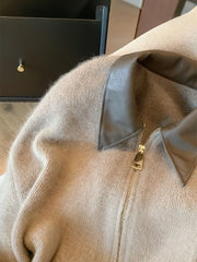 Nevettle Patchwork Zipper Cropped Cardigan