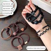 10PCS Women's Hair Ring Set Hair Accessories High Elasticity Leather Band