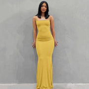 slim high step slip dress