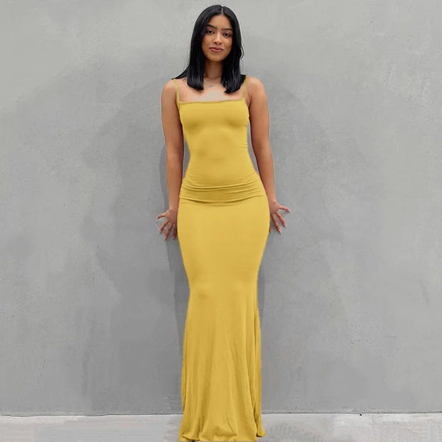 slim high step slip dress