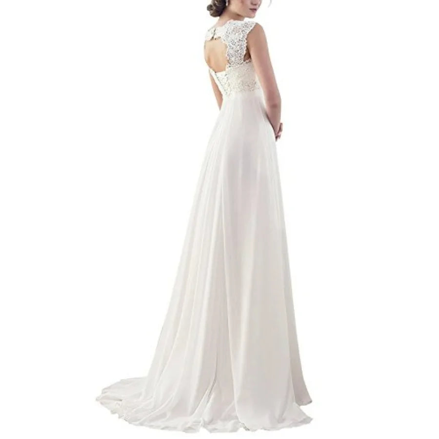 Sleeveless Lace Bridal Gown for Petite Bride, Wedding Dress for Civil and Beach Weddings
