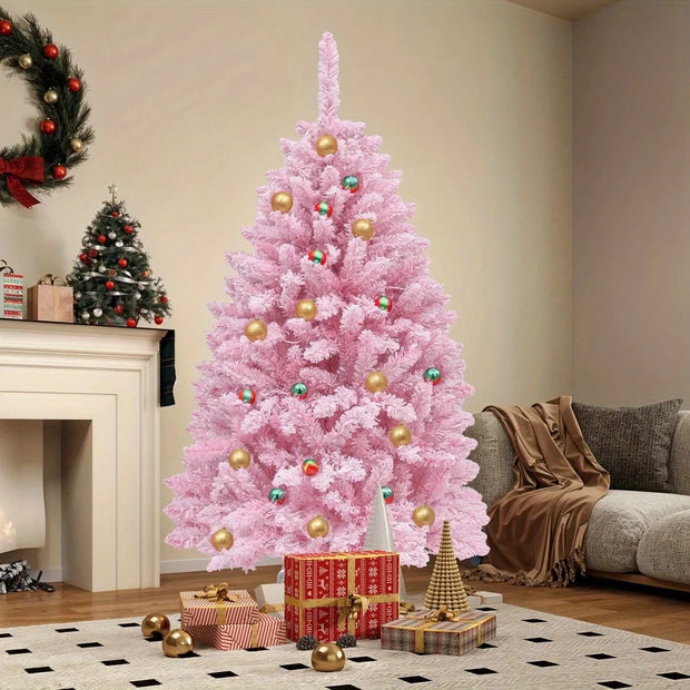 Pink Artificial Christmas Tree, Flocked Spruce Artificial Christmas Tree