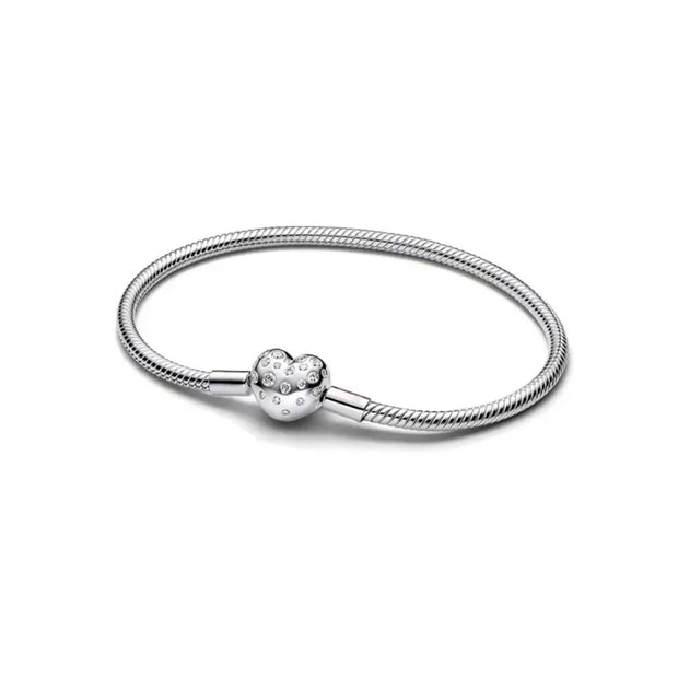 Silver Heart-Shaped Buckle Bracelet