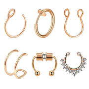 6pcs/Set Stainless Steel Nose Ring Septum Non-Piercing