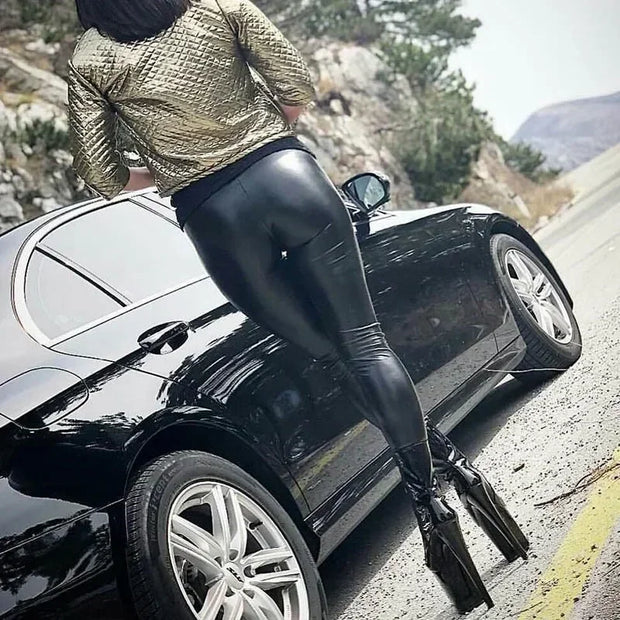 Sexy Black PU Leather Tights