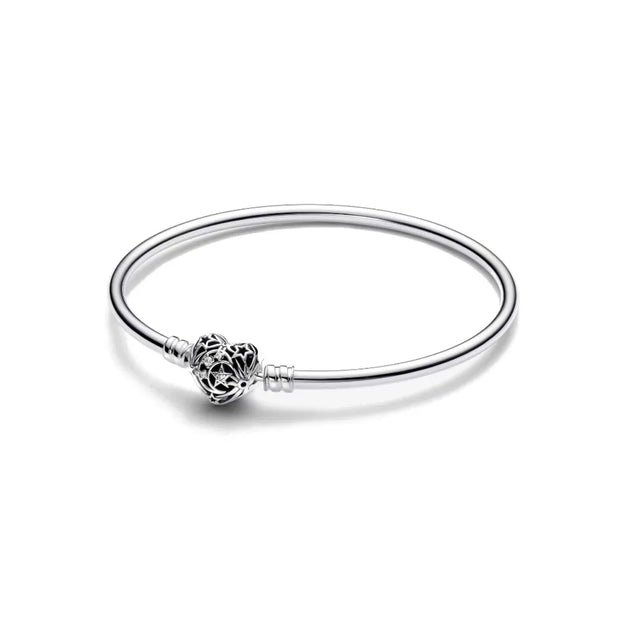 Silver Heart-Shaped Buckle Bracelet