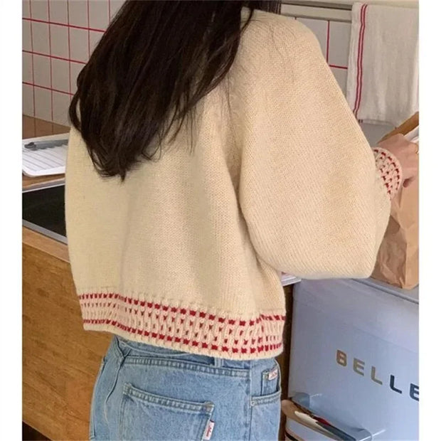 SURWENYUE Long Sleeve Knitted Cardigan Loose Sweater Winter