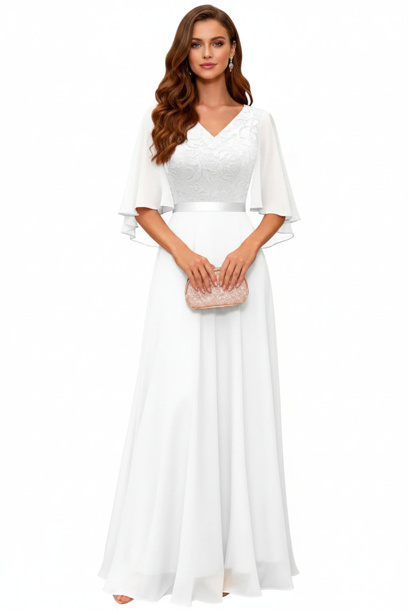 Formal Wedding Guest Dresses,  Spring Bridesmaid Party Cocktail Evening Long Prom Lace Dress