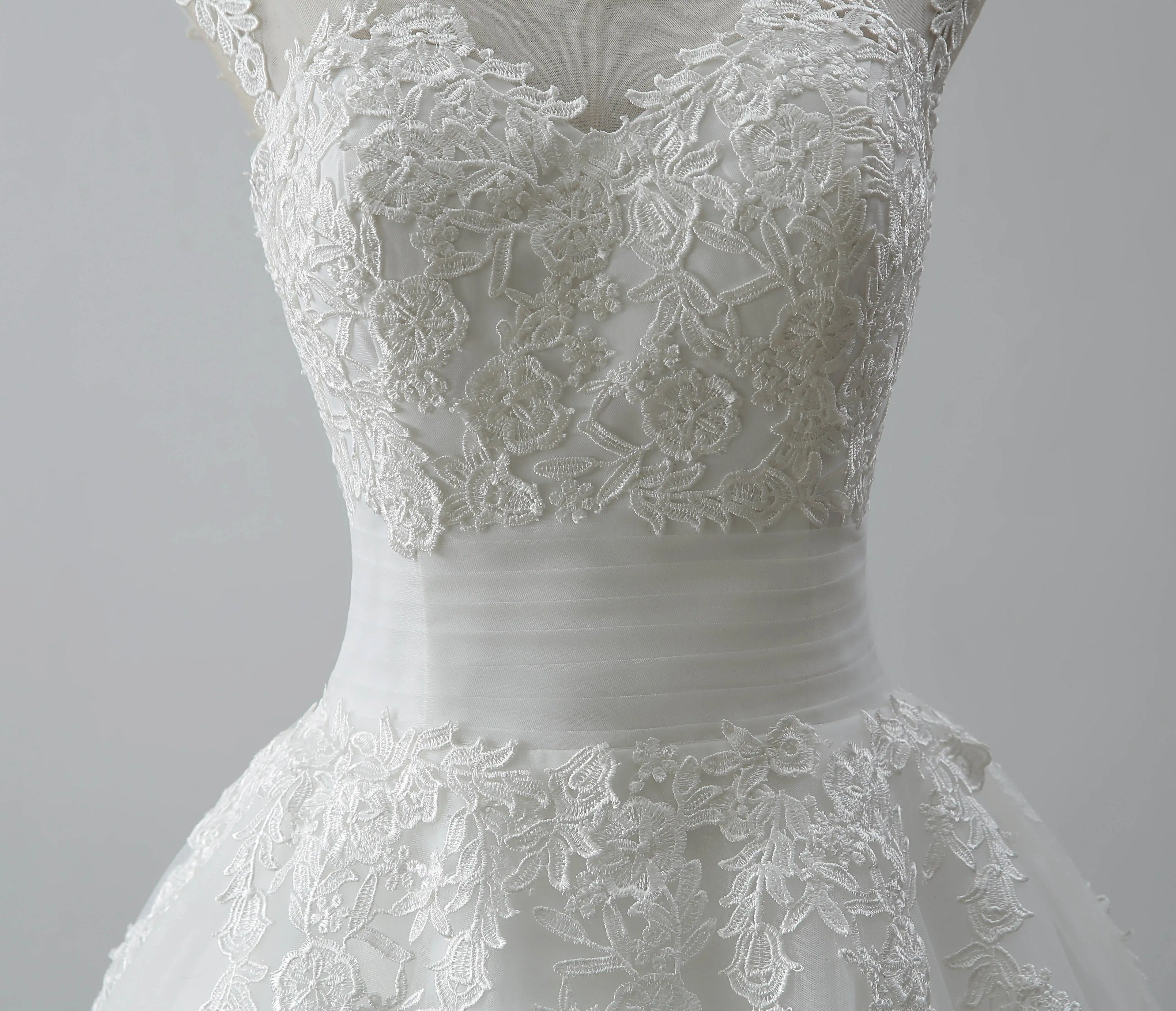 ABaowedding Women's Elegant Sheer Vintage Short Lace Wedding Dress for Bride vestidos de novia