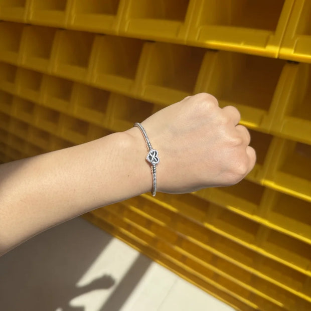 Silver Heart-Shaped Buckle Bracelet