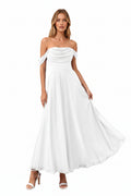 Off Shoulder Maxi Summer Dresses 2026 Elegant Mesh Aline Swing Ruched Flowy Cocktail Wedding Guest Dress