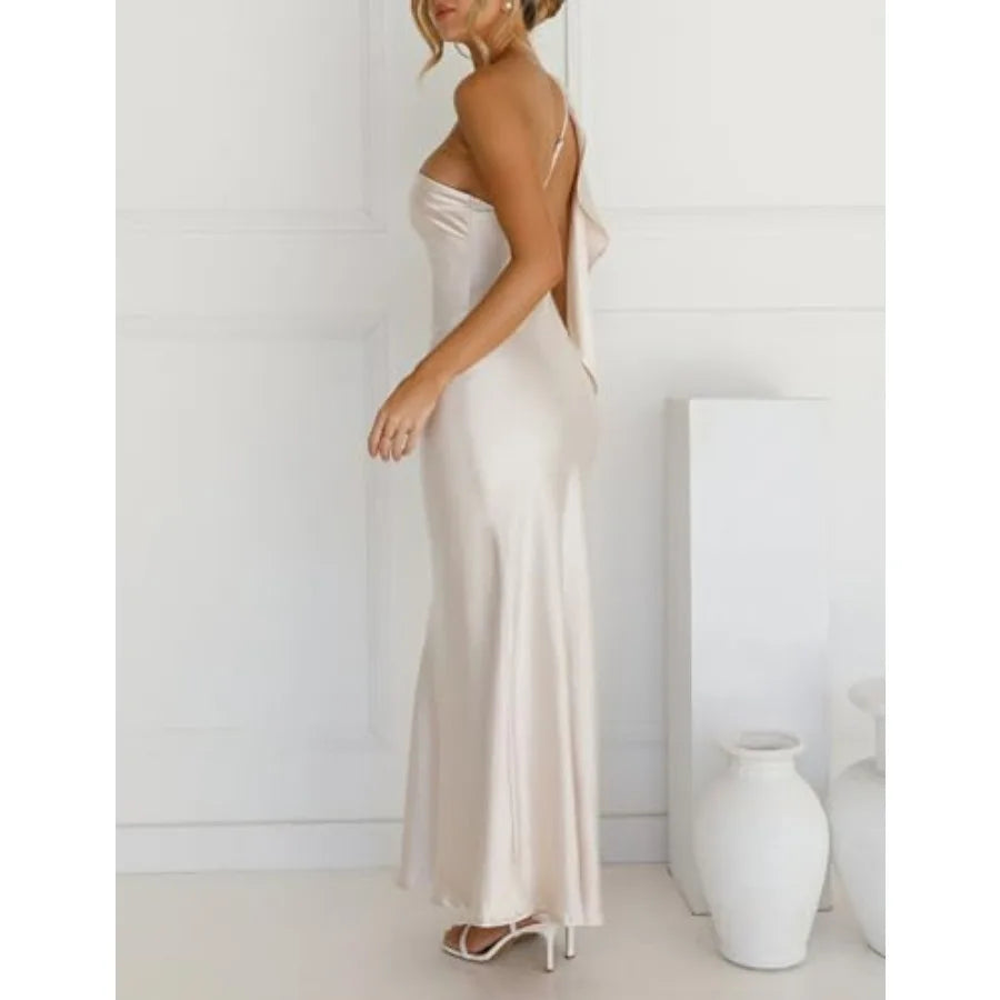 Wedding Guest Dresses  Elegant Backless Ruffle Sleeveless