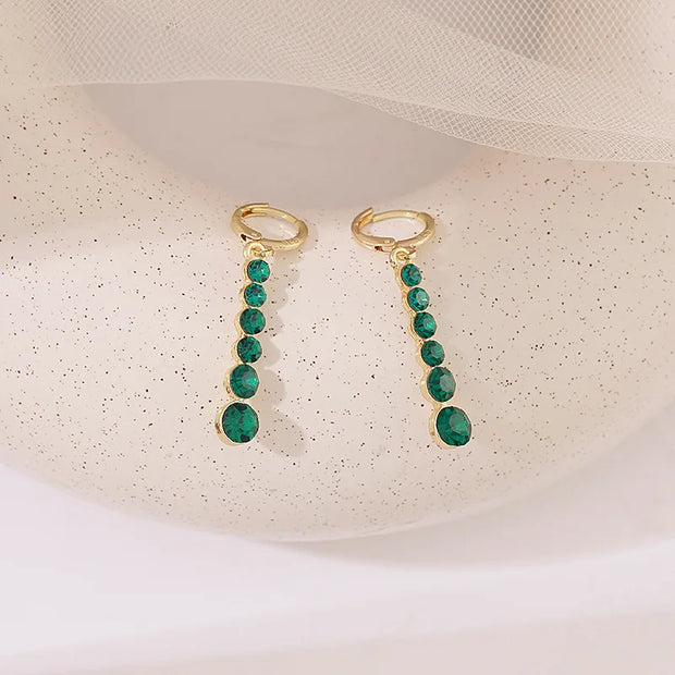 Green Zircon Crystal Water Drop Earring