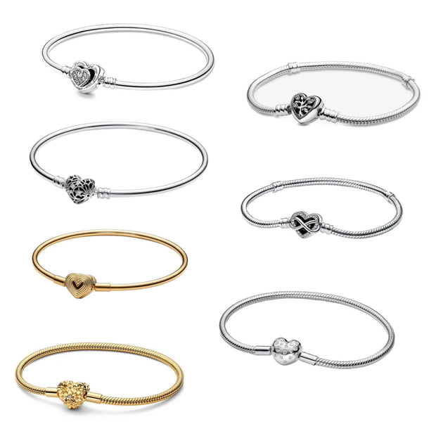 Silver Heart-Shaped Buckle Bracelet