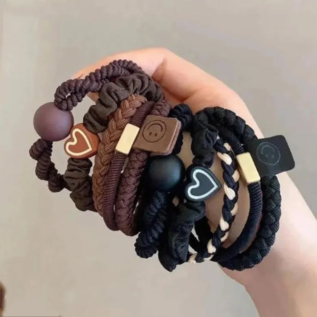 10PCS Women's Hair Ring Set Hair Accessories High Elasticity Leather Band