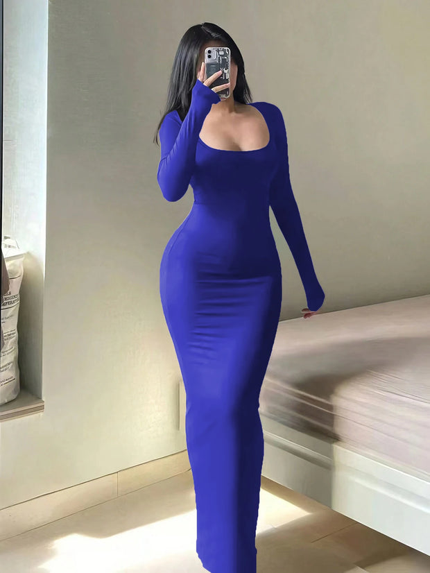 Causual Fashion Scoop Neck Long Dress