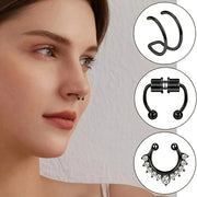 6pcs/Set Stainless Steel Nose Ring Septum Non-Piercing
