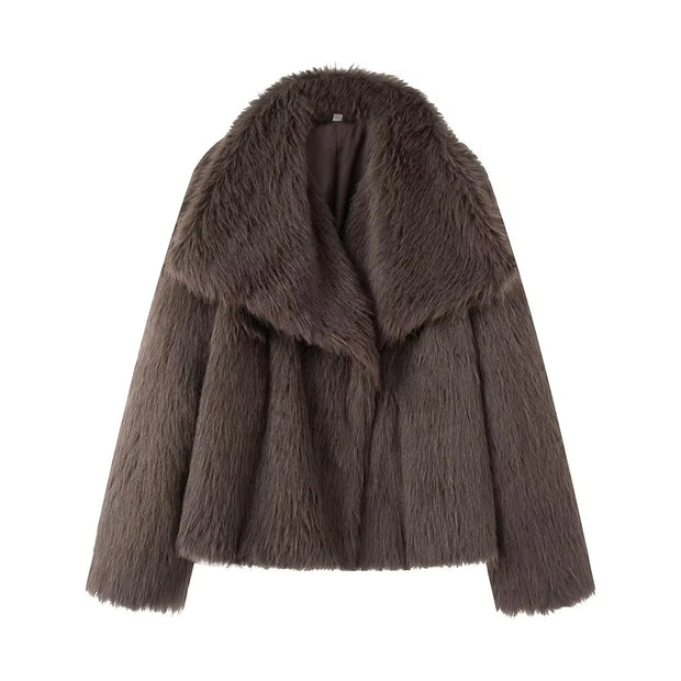 ZERAINS French minimalist style flip collar long