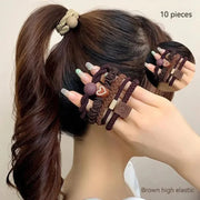 10PCS Women's Hair Ring Set Hair Accessories High Elasticity Leather Band