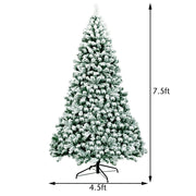 7.5Ft Pre-Lit Premium Snow Flocked Hinged Artificial Christmas Tree