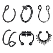6pcs/Set Stainless Steel Nose Ring Septum Non-Piercing