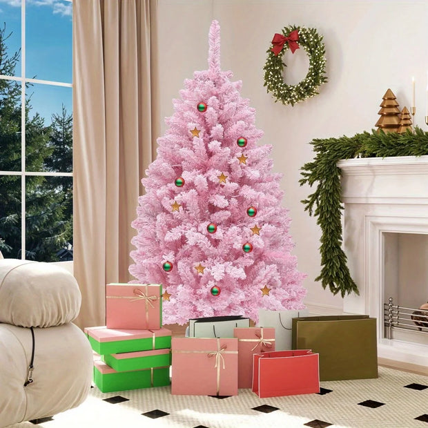 Pink Artificial Christmas Tree, Flocked Spruce Artificial Christmas Tree