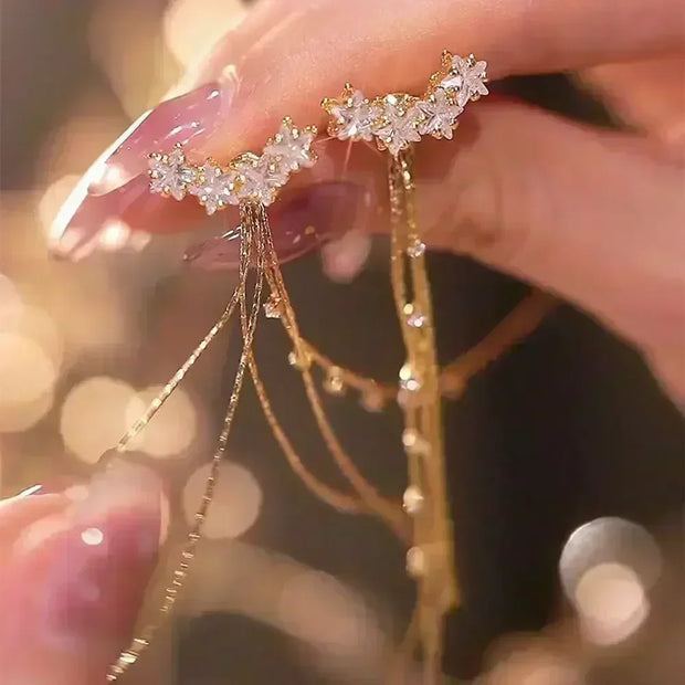 Korean Women Retro Drip Glaze Red Flower Earrings