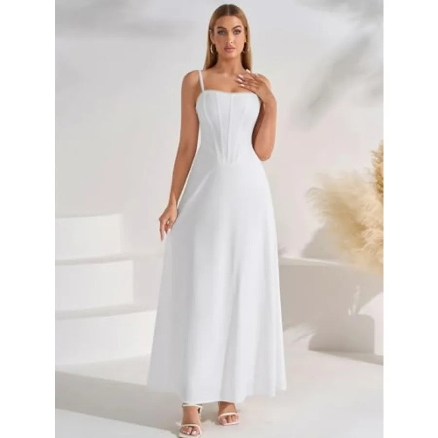Auraxe Floral Corset Maxi Wedding Guest Dresses for Women Summer Spaghetti Strap Flowy A Line Tea Party Long Sun Dress 2026