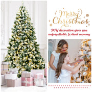 7.5Ft Pre-Lit Premium Snow Flocked Hinged Artificial Christmas Tree