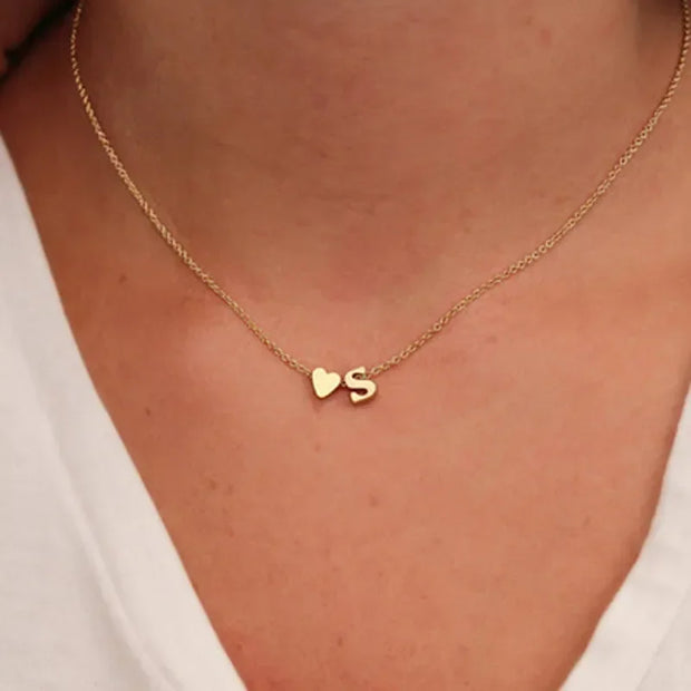 SUMENG Fashion Tiny Heart Dainty Initial Necklace Gold Silver