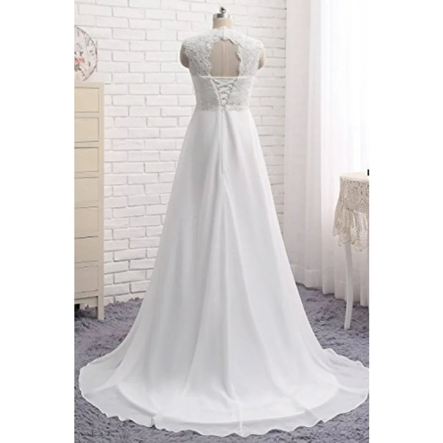 Sleeveless Lace Bridal Gown for Petite Bride, Wedding Dress for Civil and Beach Weddings