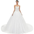 Likedpage Women's Sweetheart Neck Wedding Dress, Tulle A-Line Ball Gown with Train