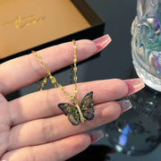 Gold Butterfly Series Copper Encrusted Zircon Pendant Titanium