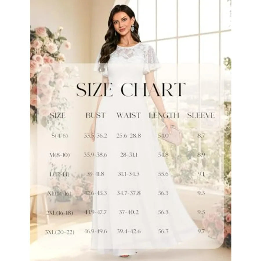 DRESSTELLS Womens Formal Dresses for Wedding Guest Prom Ruffle Sleeve Lace
