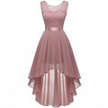 BeryLove Sequin Wedding Guest Formal Cocktail Dresses Prom Party Lace High Low Bridesmaid Elegant Dress