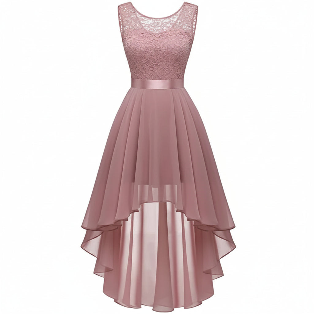 BeryLove Sequin Wedding Guest Formal Cocktail Dresses Prom Party Lace High Low Bridesmaid Elegant Dress