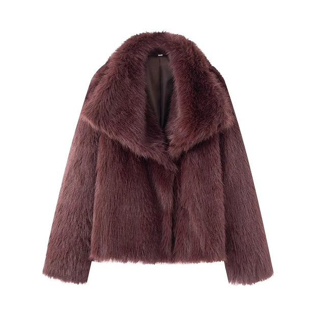 ZERAINS French minimalist style flip collar long