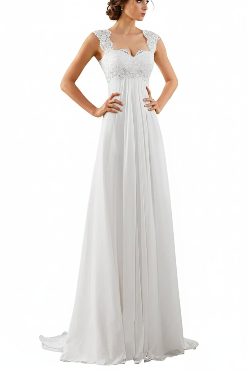 Sleeveless Lace Bridal Gown for Petite Bride, Wedding Dress for Civil and Beach Weddings