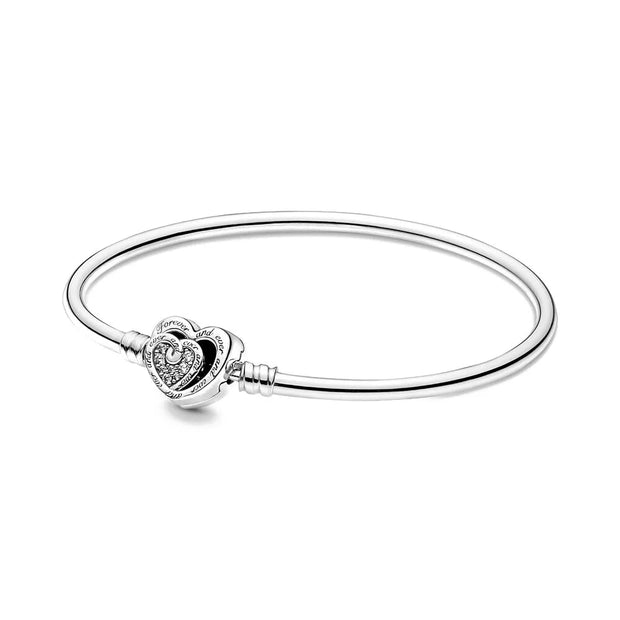 Silver Heart-Shaped Buckle Bracelet