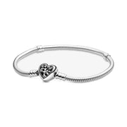 Silver Heart-Shaped Buckle Bracelet