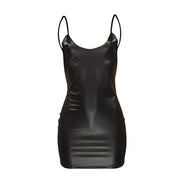 Sexy Faux Leather Dress Backless