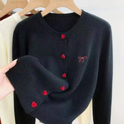 AOSSVIAO Knitted Cardigan Bow Embroidery