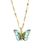 Gold Butterfly Series Copper Encrusted Zircon Pendant Titanium