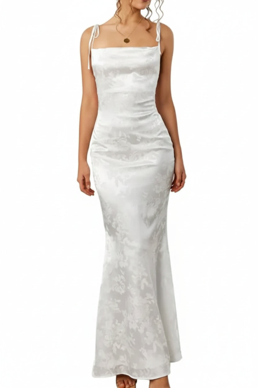Wedding Guest Maxi Dress Elegant Spaghetti Strap Lace Up Bodycon Evening Cocktail Prom Dresses