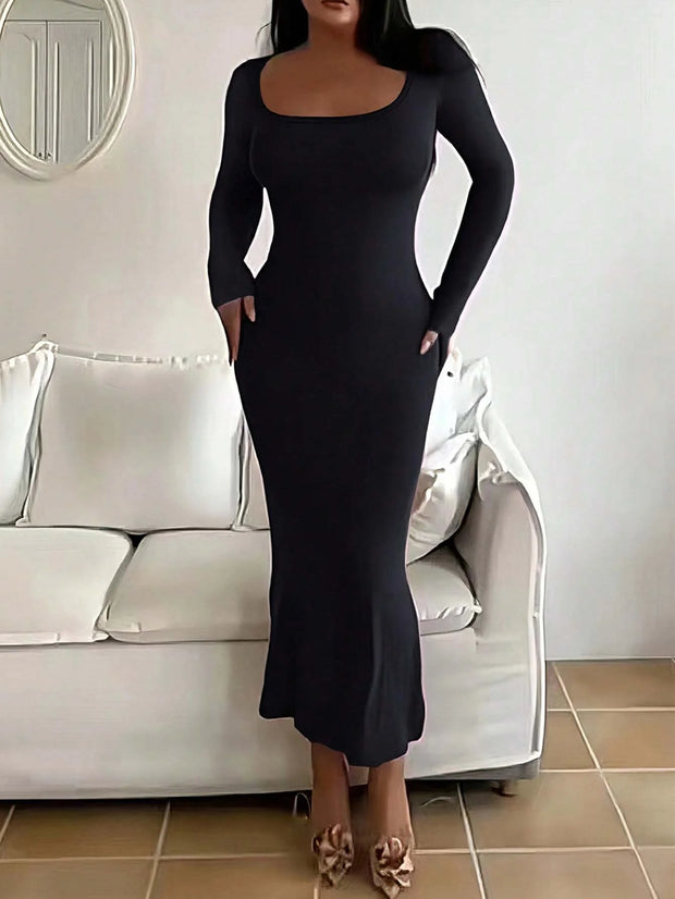 Causual Fashion Scoop Neck Long Dress