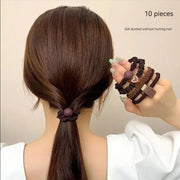 10PCS Women's Hair Ring Set Hair Accessories High Elasticity Leather Band